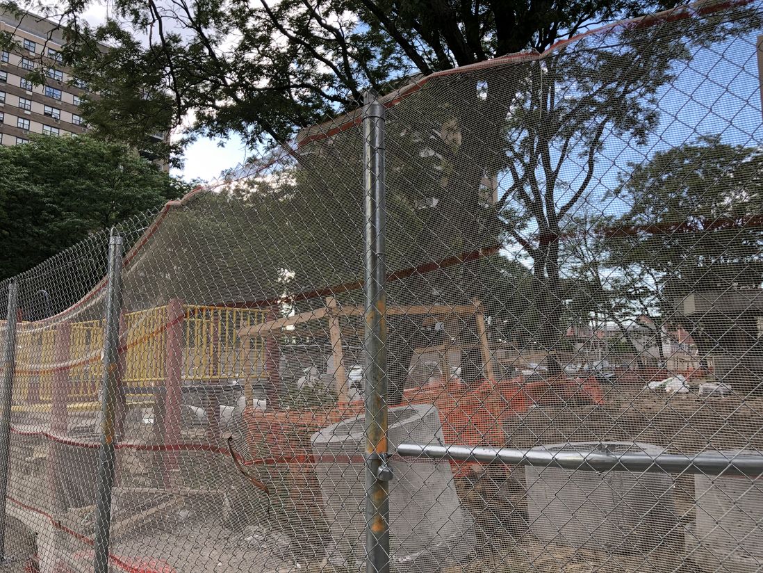O'Dwyer residents say the complex's yard has been torn up for months, confusing the walkways in and out of the buildings and preventing access to the buildings' communal space, like the playground, July 6th, 2022
